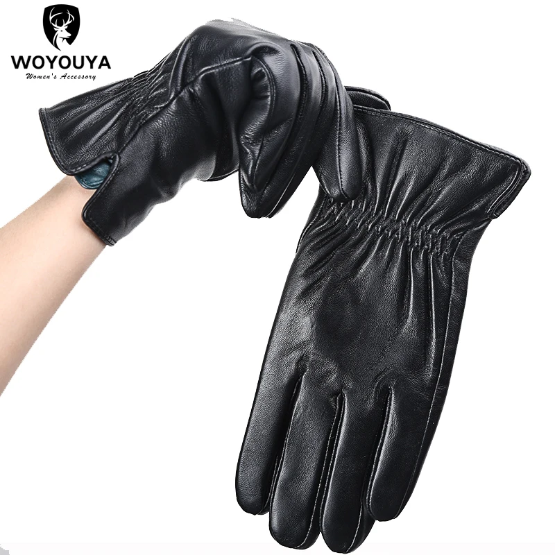 Simple Wrist tightening  men\'s gloves,Keep warm men\'s winter gloves,sheepskin black men\'s leather gloves -8020Y