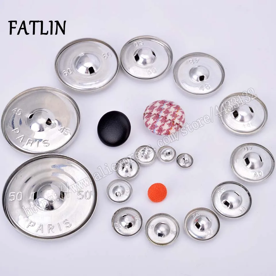 100Sets 16L-44L Aluminum Covered Cloth Fabric Buttons DIY Handmade Metal Bread Shape Round Fabric Accessories PUTG
