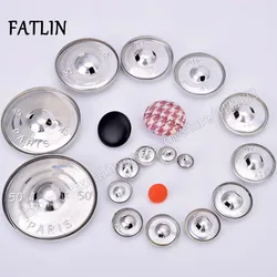 100Sets 16L-44L Aluminum Covered Cloth Fabric Buttons DIY Handmade Metal Bread Shape Round Fabric Accessories  PUTG