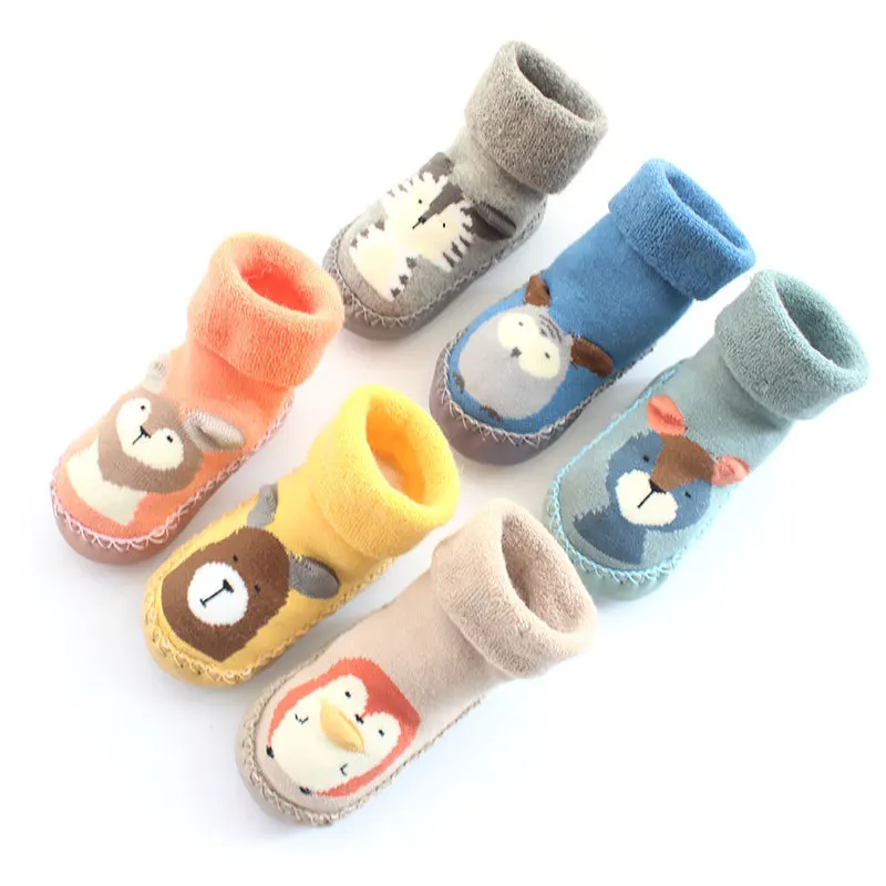 Children Anti-slip Shoes Newborn Baby Boy Girl Cotton Non-slip Floor Sock Rubber Sole Cartoon Indoor Stocking Infant Freeshippig