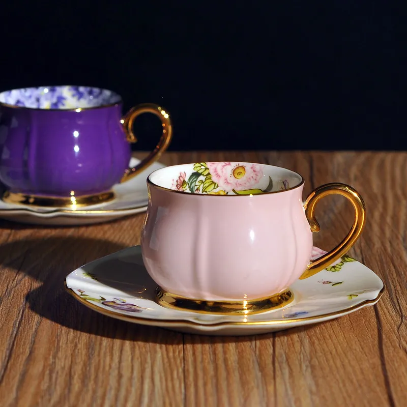 European Style Phnom Penh Bone China Coffee Cup and Saucer Ceramic Pair of Cups and Saucers Bone China Tea Cup