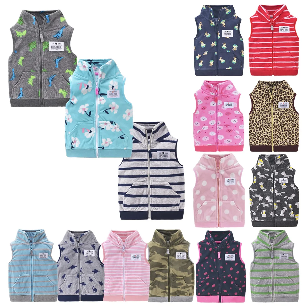 1-3Y Kids Vest Fleece Boys Jacket Single-layer Waistcoats Children's Girls Jacket Hooded Infants Baby Vest Spring Clothes Warm