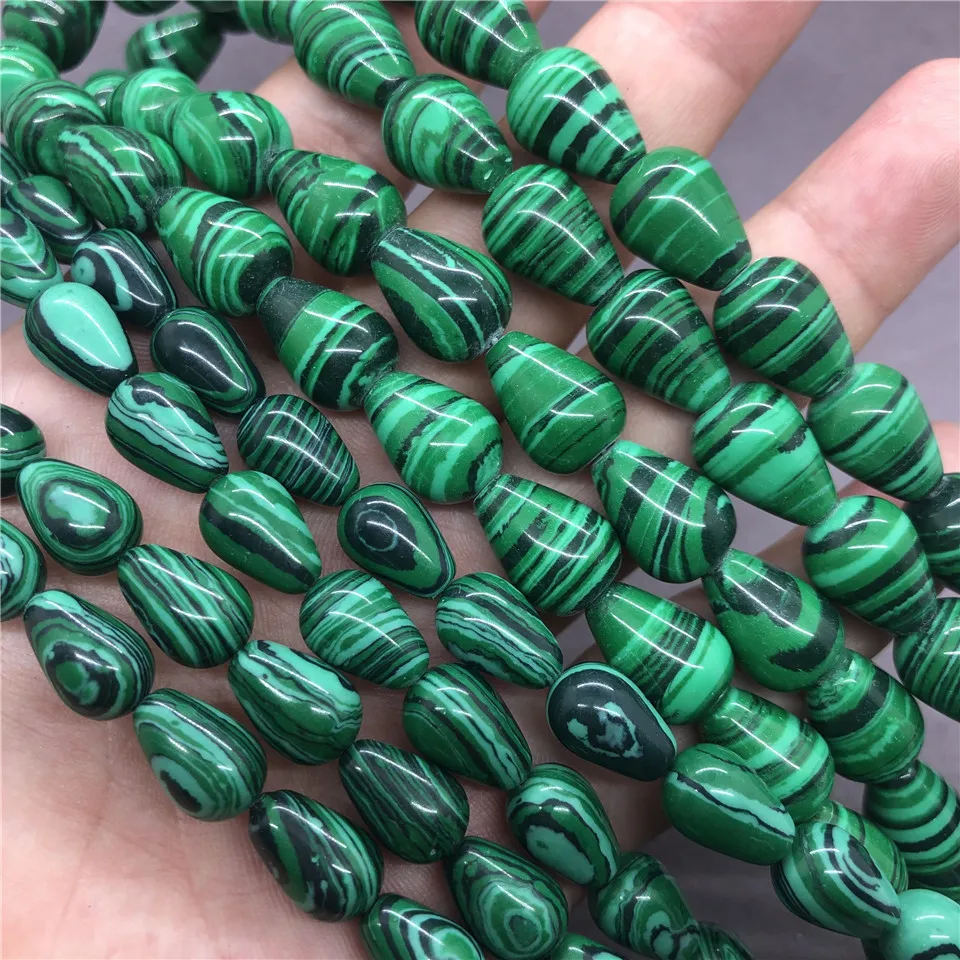 Stripe Malachite Drop Beads Natural Loose Stone Diy for Necklace