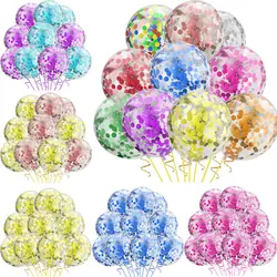 Ballons confettis à hélium transparents, 12 pouces, 10 pièces, paillettes décoratives pour fête prénatale, anniversaire et mariage