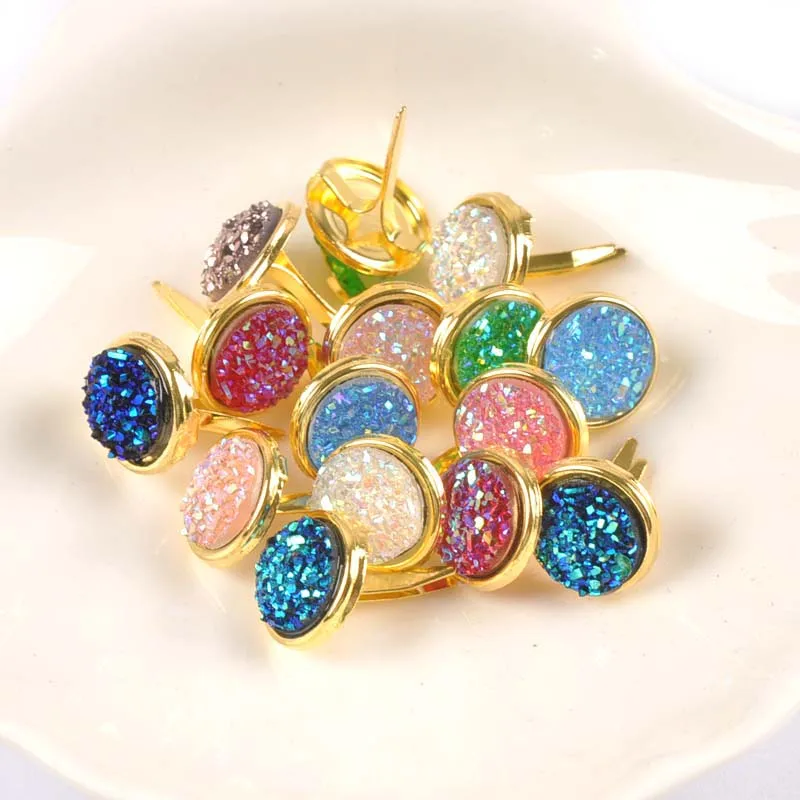Mix Pattern Golden Brads For DIY Scrapbooking Embellishments Fastener Metal Crafts Brad Handmade Decoration 13x13mm 15Pcs c2262