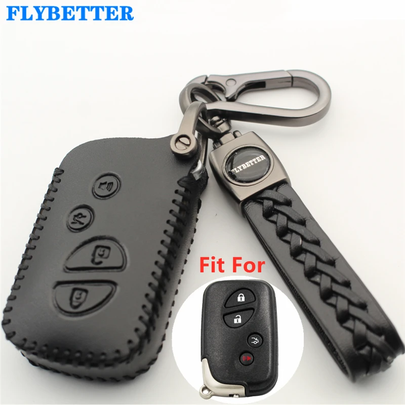 FLYBETTER Genuine Leather 4Button Keyless Entry Smart Key Case Cover For Lexus LX470/GS450h/IS350/SC430/LS460/ES350  L628