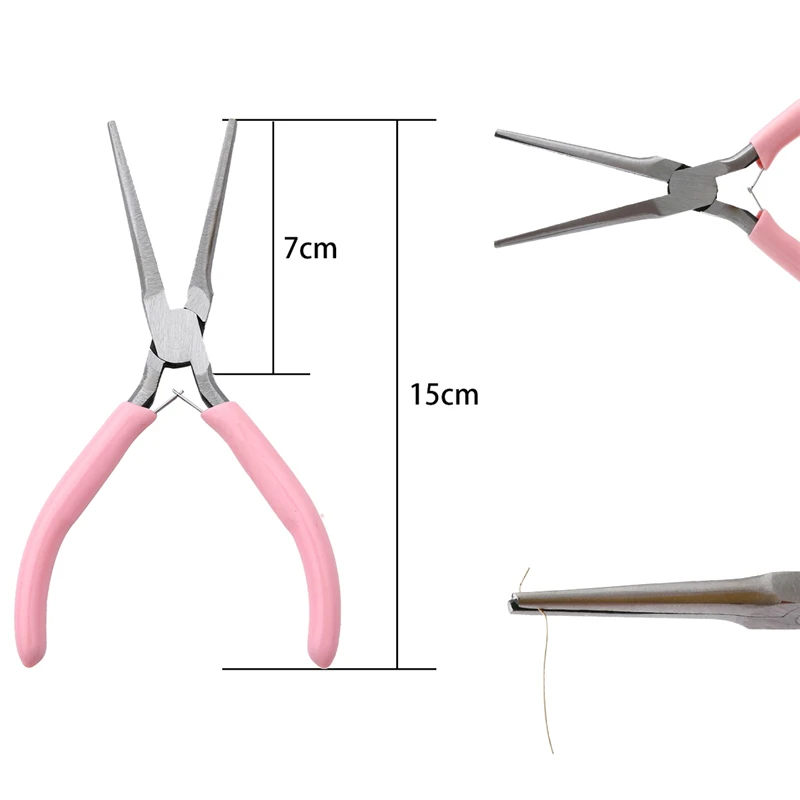 Schattig roze kleur handvat antislip splitsen en bevestigen sieraden tangen gereedschap en uitrusting kit voor doe-het-zelf sieraden maken handwerken