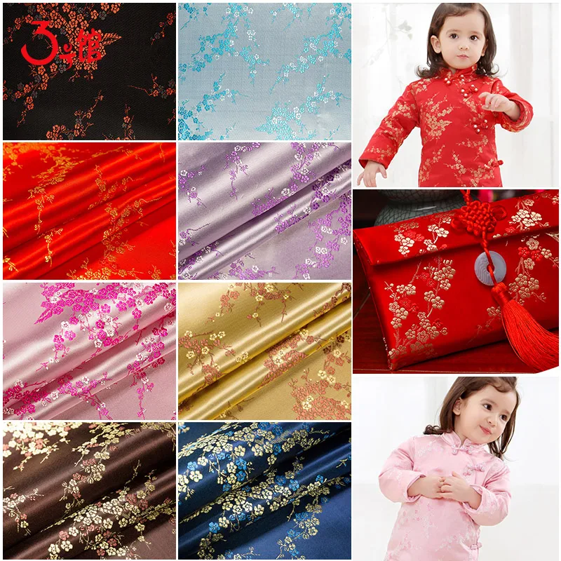 Chiński styl Vintage tkanina żakardowa Cheongsam brokatowa satyna tkanina na szycie sukienki i torby DIY TJ0243