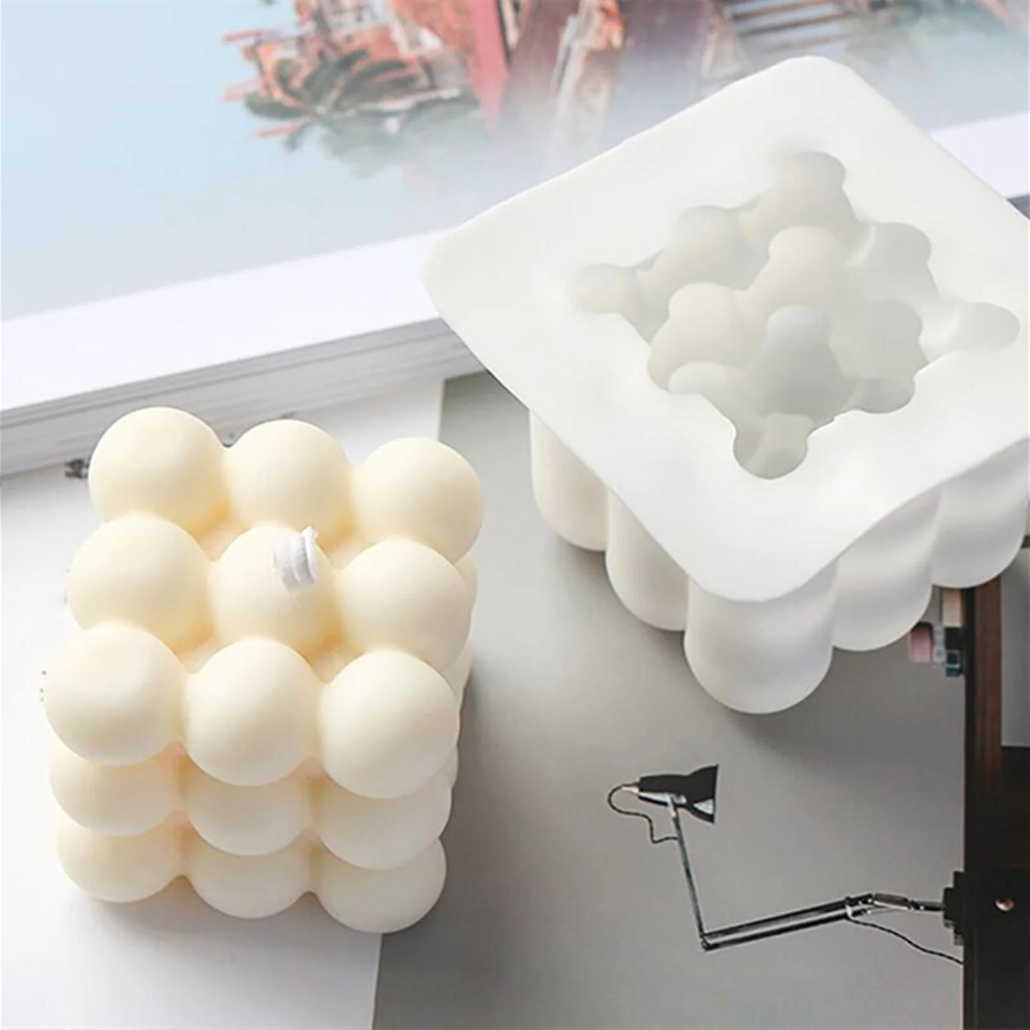 XiaoXiang Rubik's Cube Silicone Soap Mold Wedding Cake Decorating Tools Candle Fondant Chocolate Clay Molds For Baking M2030