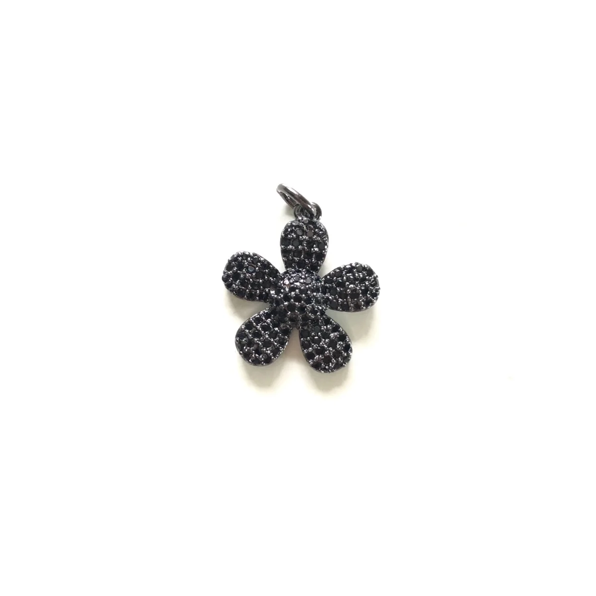 5pcs Zirconia Pave Flower Charm Pendant for Women Bracelet Girl Necklace Earring Making Gold-Plate DIY Jewelry Finding Wholesale
