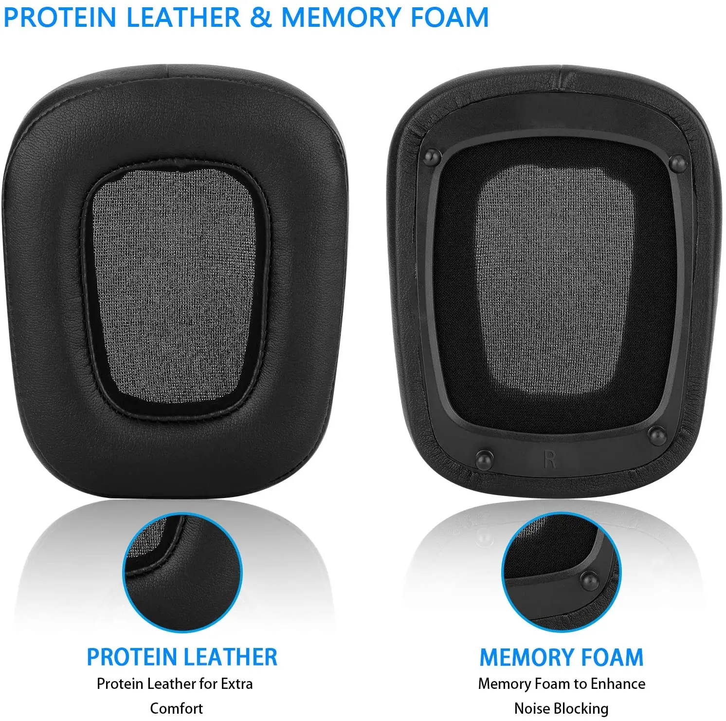 Funda de cojín de repuesto con cuero de proteína y espuma de memoria para auriculares Razer Tiamat V2