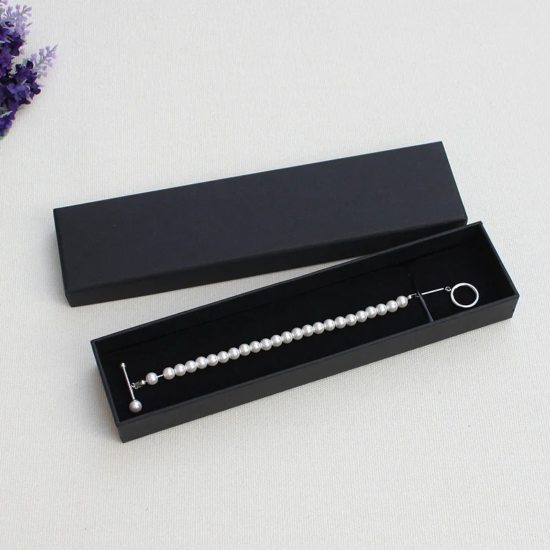 Quadratische, rechteckige Schmuck-Organizer-Box in verschiedenen Größen, Verlobungsring für Ohrringe, Halsketten, Armbänder, Geschenkbox, schwarze Papierbox – Detail 4