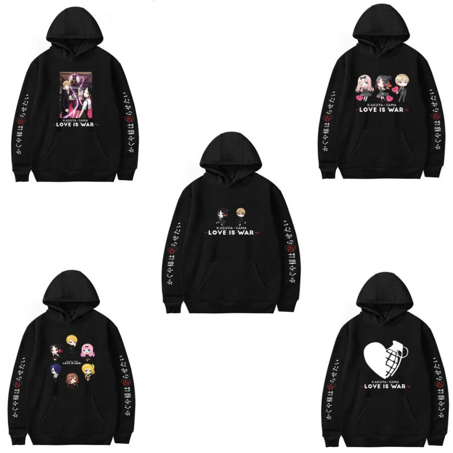 Anime Kaguya Sama Love Is War Shinomiya Kaguya Fujiwara Chika Funny Hoodie Hip Hop Graphic Sweatshirts Poleron Hombre Streetwear