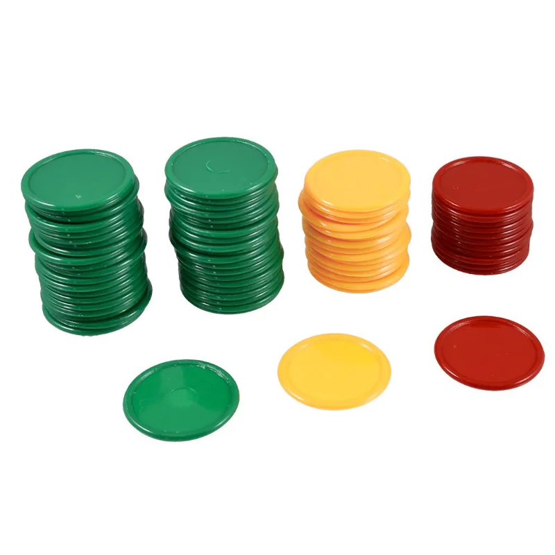 68Pcs/set 32mm Ordinary Three-color Chips, Mahjong Chips, Game Tokens, Plastic Chips (12 Red, 16 Yellow, 40 Green)