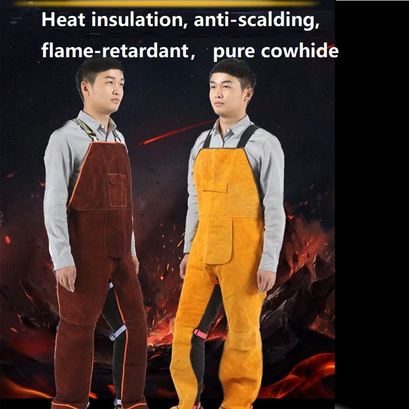 

2023 Welding Aprons Protective Welders Jumpsuit Adjust Thermal Protection Workwear Cowhide Leather Heat Insulation welding suits