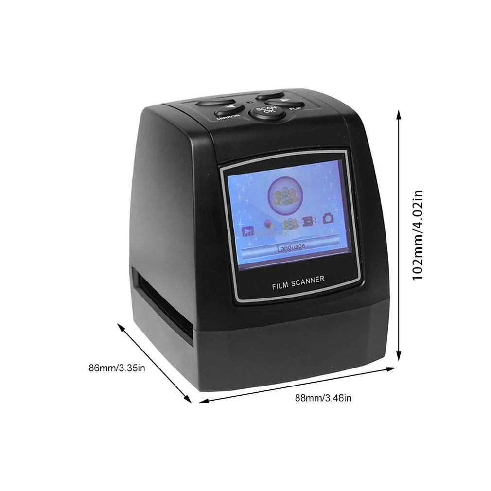 Protable Negative Film Scanner 35mm 135mm Slide Film Converter Photo Digital Image Viewer with 2.4" LCD Build-in Editing Softwar