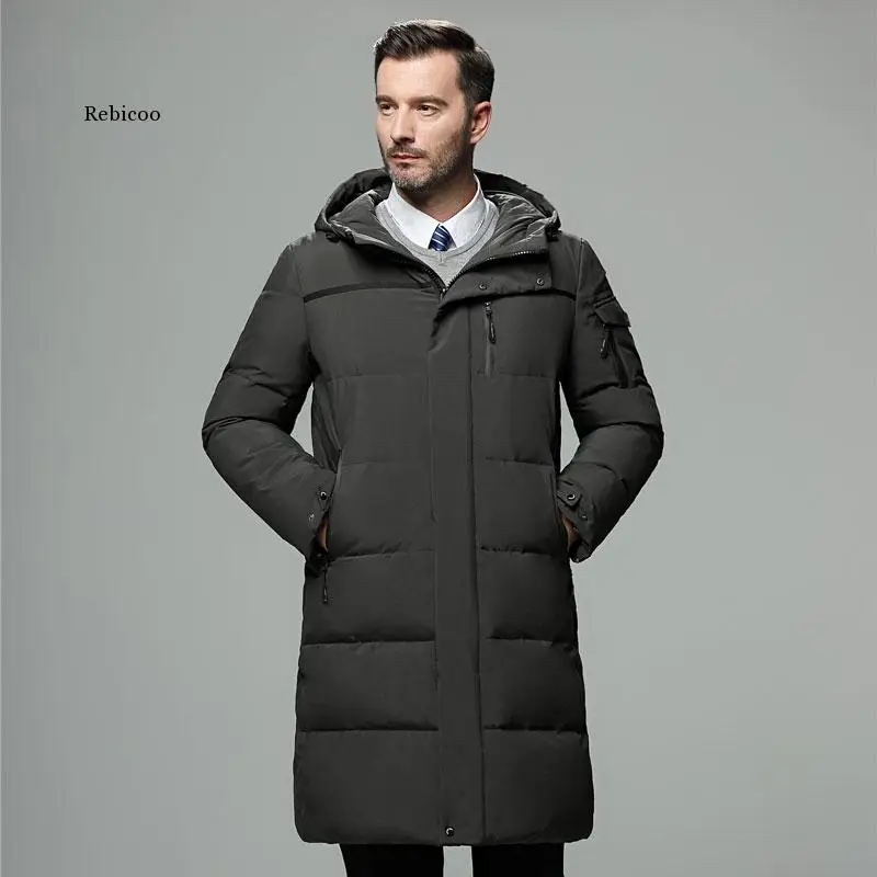 Men's Jackets Winter New Male's Solid Color Business Casual Hooded Coats Thickened Warm Windproof Clothes