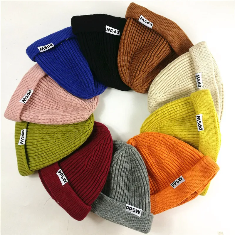 Knitted Hats for Men Skullcap Beanie Hat Winter Retro Brimless Baggy Melon Cap Cuff Docker Fisherman Beanies Hats For Men