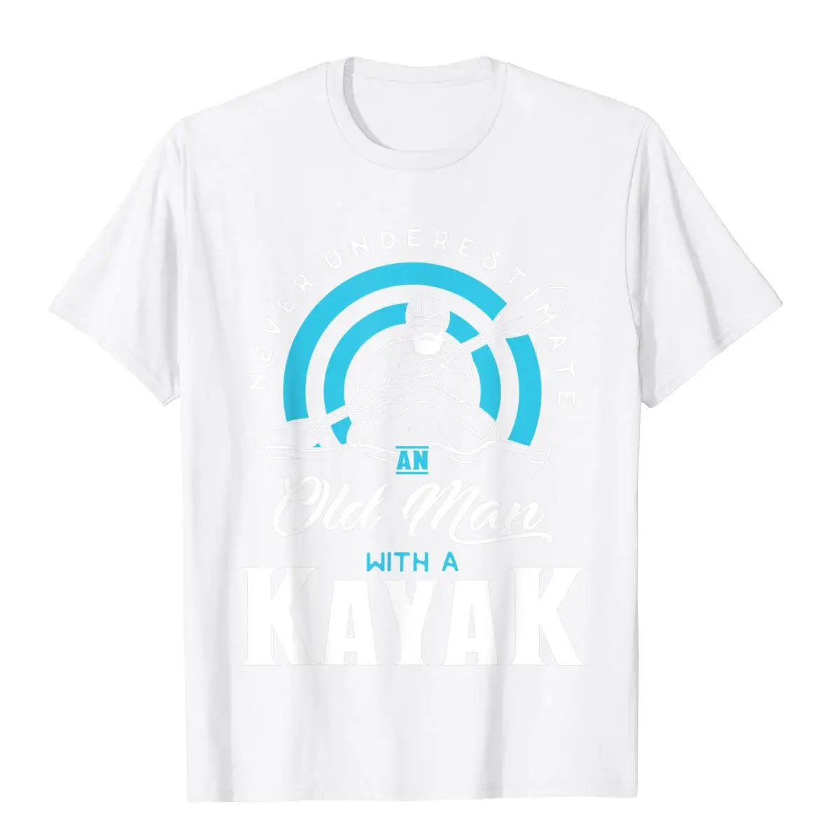 Mens Never Underestimate An Old Man With A Kayak T-Shirt Cotton Adult Top T-Shirts Fashionable Tops & Tees Slim Fit Preppy Style