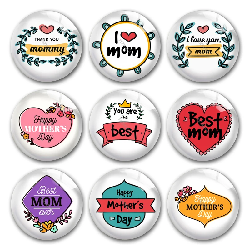 

The Mom'S Day Best Mom Thanks Mom Carnation Branch Leaf Round Photo Glass Cabochon Demo Flat Back Making Findings