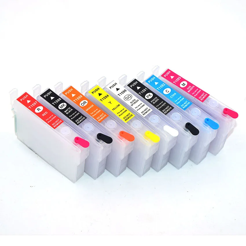 

R 2000 8color *15ml/ PC for Epson T1590-T1599 Refillable Ink Cartridge with ARC Chip For Epson Stylus R2000 Inkjet Printer