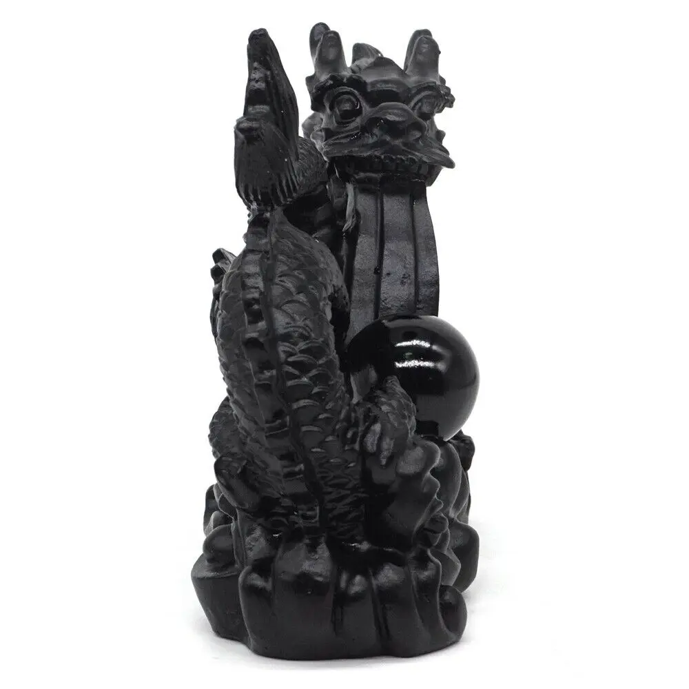 Imagem -03 - Dragão Chinês Pedra Natural Preto Obsidian Cristal Cura Esculpida Animal Feng Shui Totem Estatueta Decoração de Casa 5.7