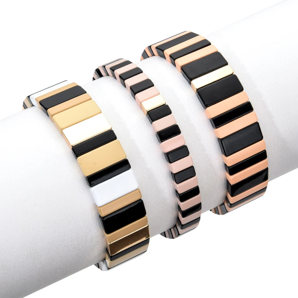 Winter Series Rainbow Bracelets Women Tile Bracelet Bohemian Corlorful Bileklik Pulsera 2023 Alloy Enamel Beach Fashion Jewelry