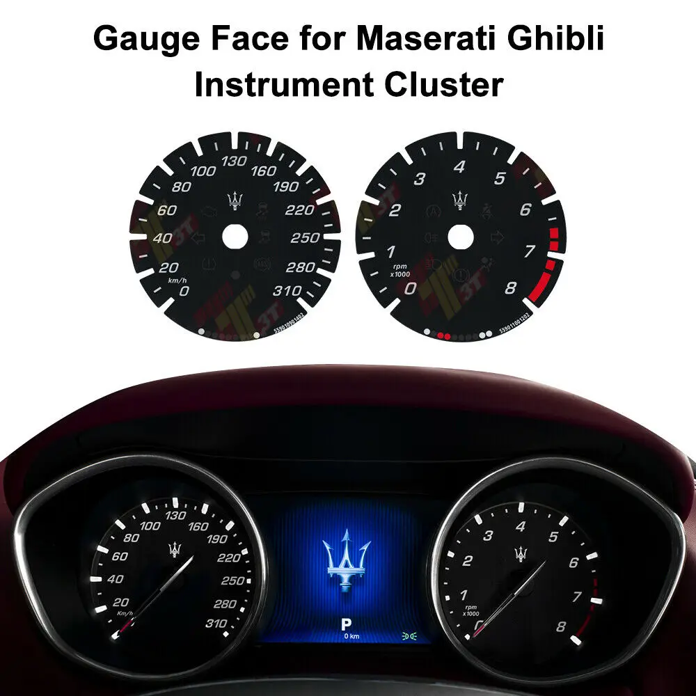 Gauge Face for Maserati Quattroporte Ghibli Levante Instrument in Color Black Red Yellow