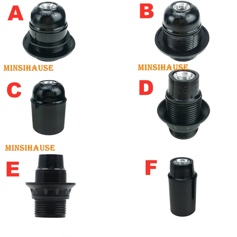 2PCS/Lot E27/E14 Home Accessory Pendant Socket Durable Base Black Bakelite Fittings Self-locking Light Bulb Screw Lamp Holder