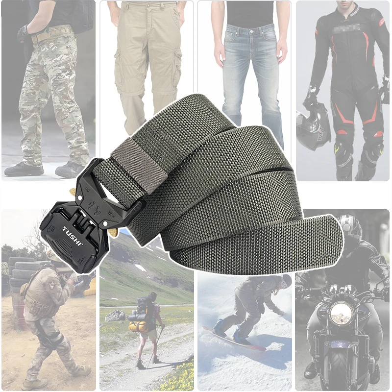 HSSEE New Tactical Belt for Men Tight Nylon Military Army Belt Outdoor Sports Waistband Metal Buckle Casual Girdle Male Gift