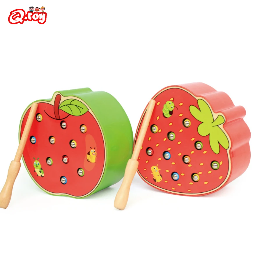 

Montessori Wooden Toys Apple Strawberry Catch Worm Fishing Game for Kids Educational Learning Fine Motor Skill Training Toys