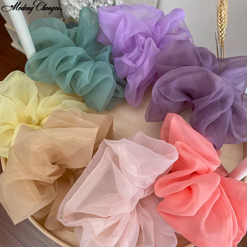 For Woman Oversized Lace Hair Scrunchie Solid Color Elastic Hair Ropes Hair Ties Hair Band Elegant Hair Accessories