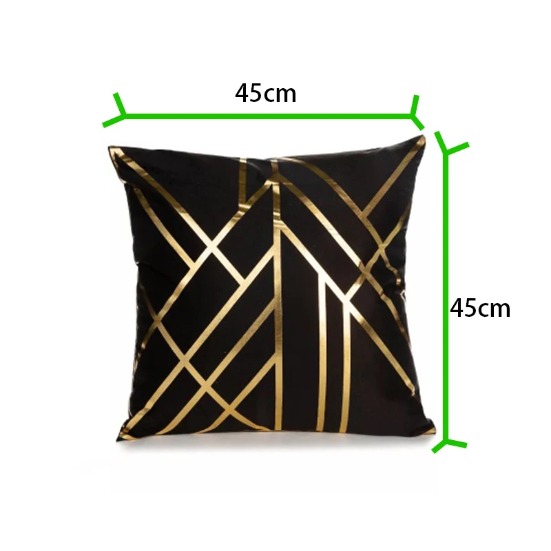 Black cushion cover geometric pillows case super soft short velvet gold printed fireworks pillowcase sofa home decor funda cojin