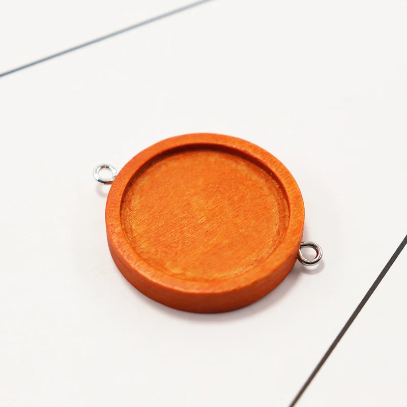 10pcs 12/18/20/25/30 mm Double Connecting ring Wood Cabochon Tray Base DIY Making  Jewelry Components Earring Bracelet Finding