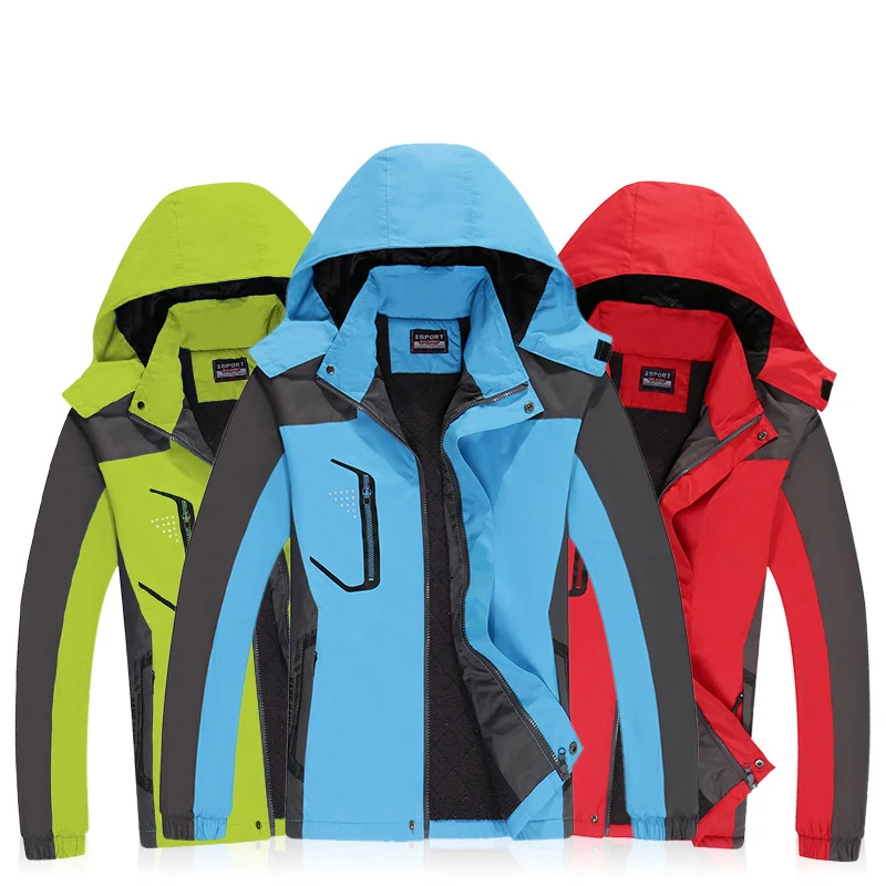 Autumn Winter Thicken Jackets Vests Outdoor Men Women Polar Fleece Waterproof Sports Hooded Jacket Warm Windproof Clothes