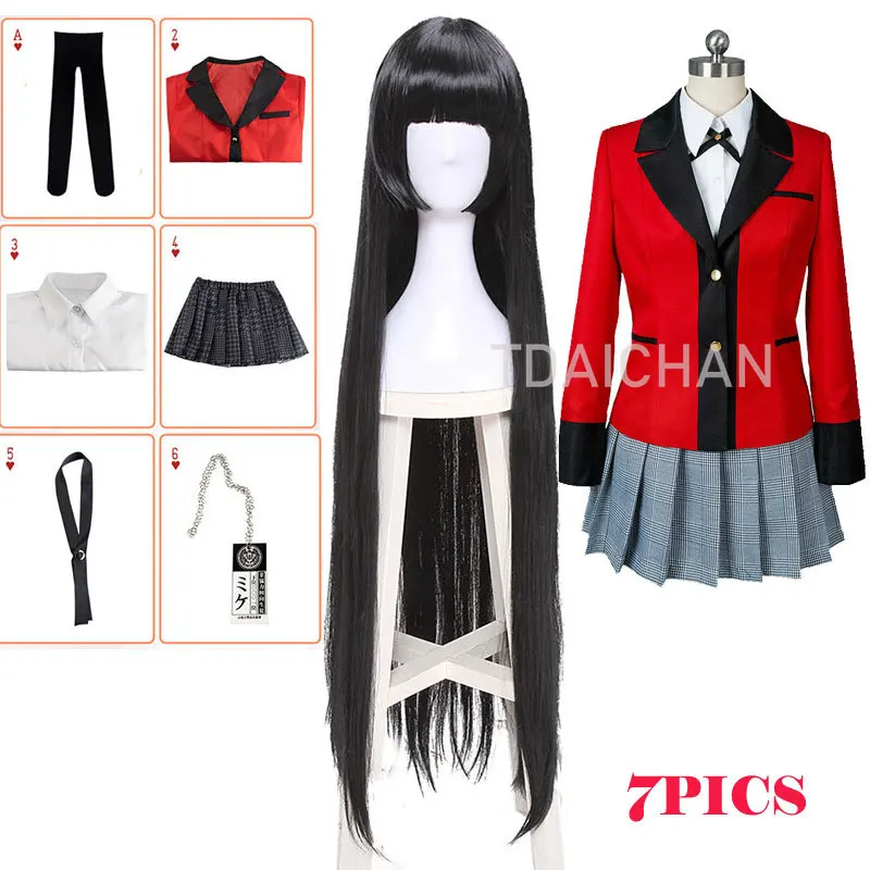 Kakegurui Kids Girls Anime Yomoduki Runa Costume Halloween Jabami Yumeko Costume Igarashi Sayaka COSPLAY school uniform Set