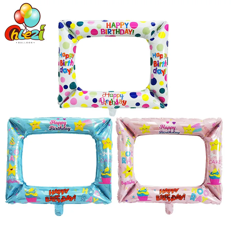 

50pcs Photo Frame Foil Balloons Happy Birthday Balloon Photo Booth Globos Photo props Birthday Party Decoration Kids Baby Shower