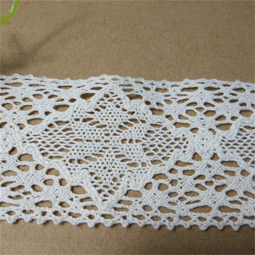 Crocheted Webbing 6/7 Cm Width Cotton Lace Floral Ribbon for Handmade Sewing Christmas Easter Wedding Deco Gift Packing