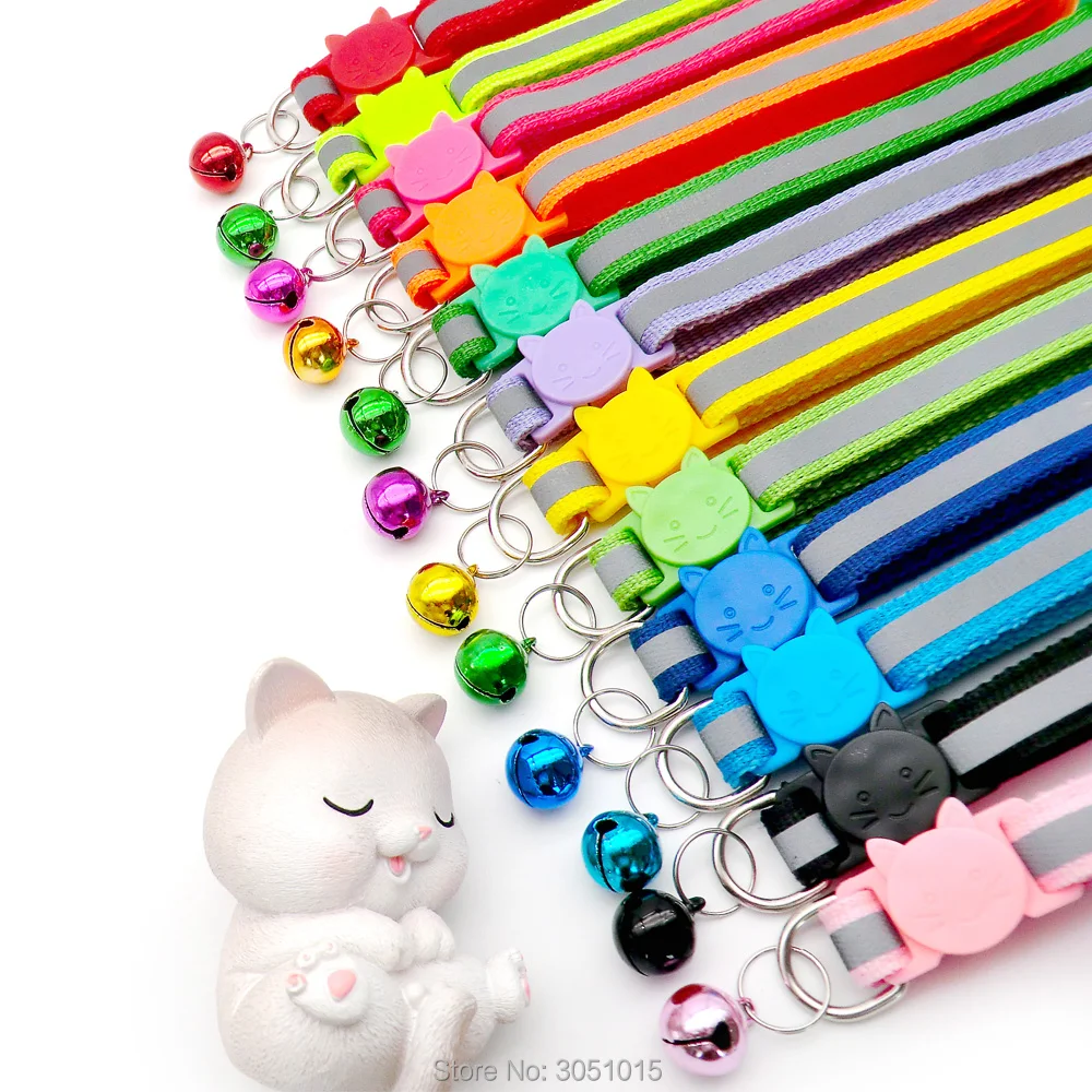 Imagem -04 - Reflexivo Coleiras de Cachorro com Fivela de Sino id Tag Namep Fácil Usar Filhote de Cachorro Gato Colar Acessórios Atacado 100 Pcs Ajustável