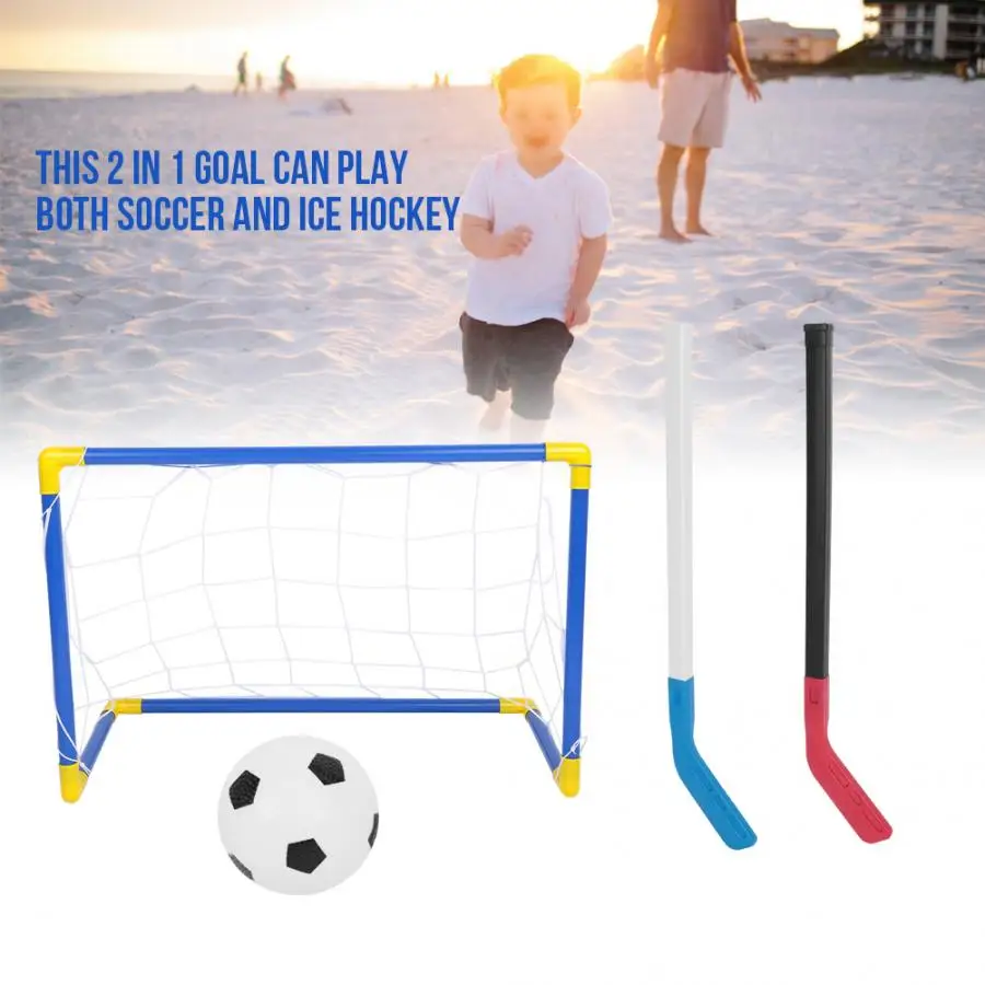 8pcs/set Kids Child Ice Hockey Stick Training Tools Kids Sports Soccer Field Hockey Goals with Balls and Pump Toy Set Football