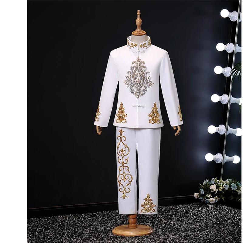 Royal White Gold Prince\'s Pageant Dresses For Children Gentleman Dresses models catwalk palace boys suits for weddings costumes