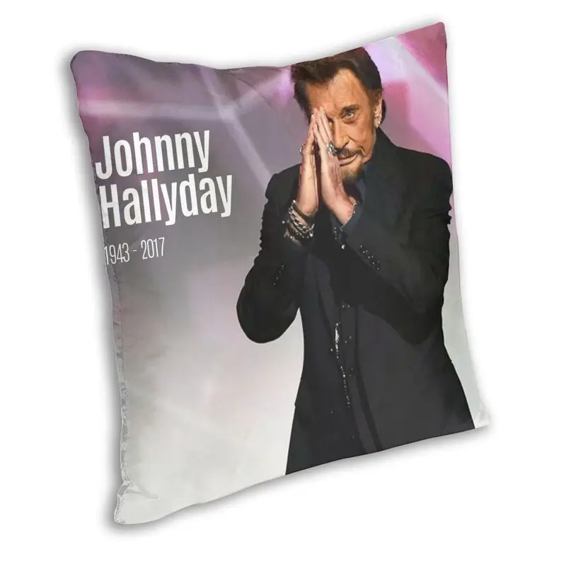 Rock Johnny Hallyday Pillowcover Decoration French Singer Music Cushion Cover Throw Pillow for Sofa Double-sided Printing