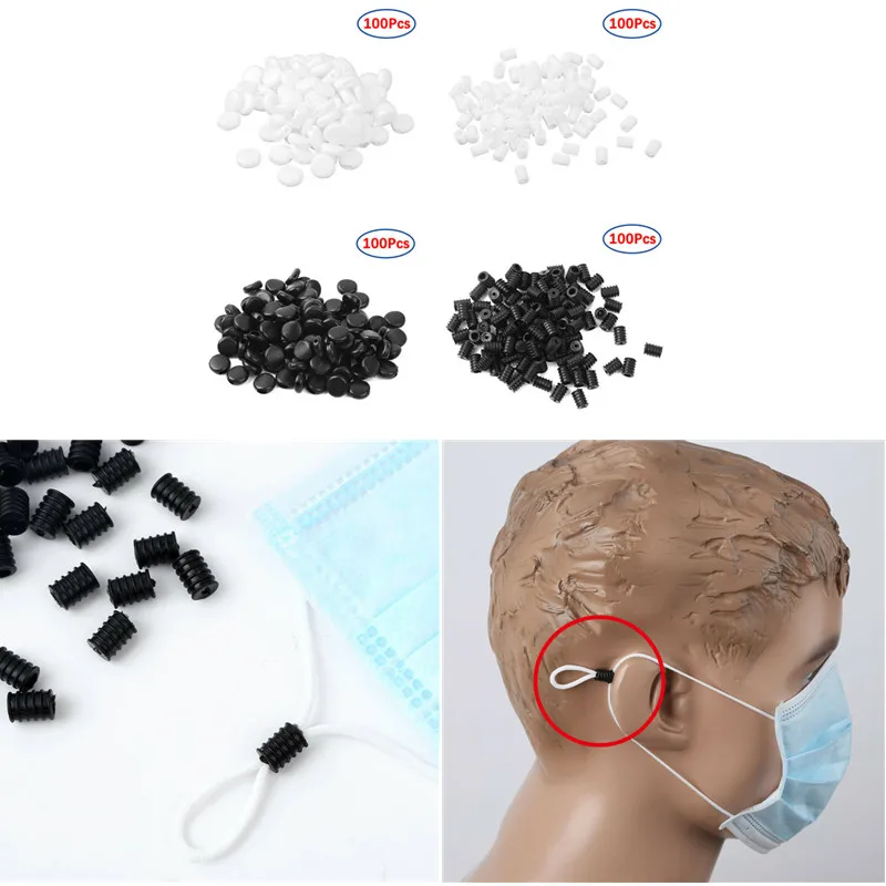 100 Ear Rope Regulator Connectors Silicone Ear Band Extension Buckles Adjustable Anti-Slip Pain Relief Pad for Face Shield Cover