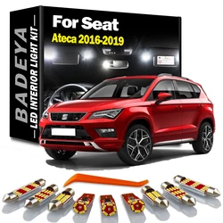 BADEYA 12Pcs Car LED Interior Reading Luggage Footwell Light Kit Canbus For Seat Ateca 2016 2017 2018 2019 Vanity mirror Lamp