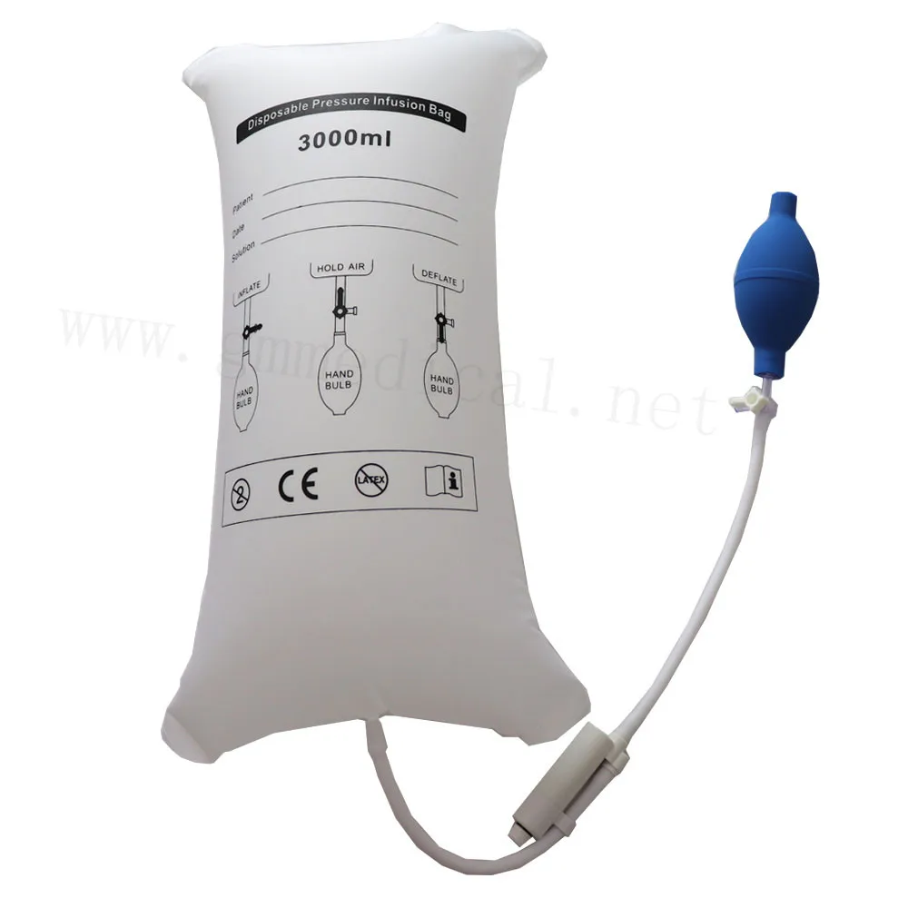 Disposable Infusion Pressure Bag with Pressure Display 3000ml.for Blood and Fluid Quick Infusion.