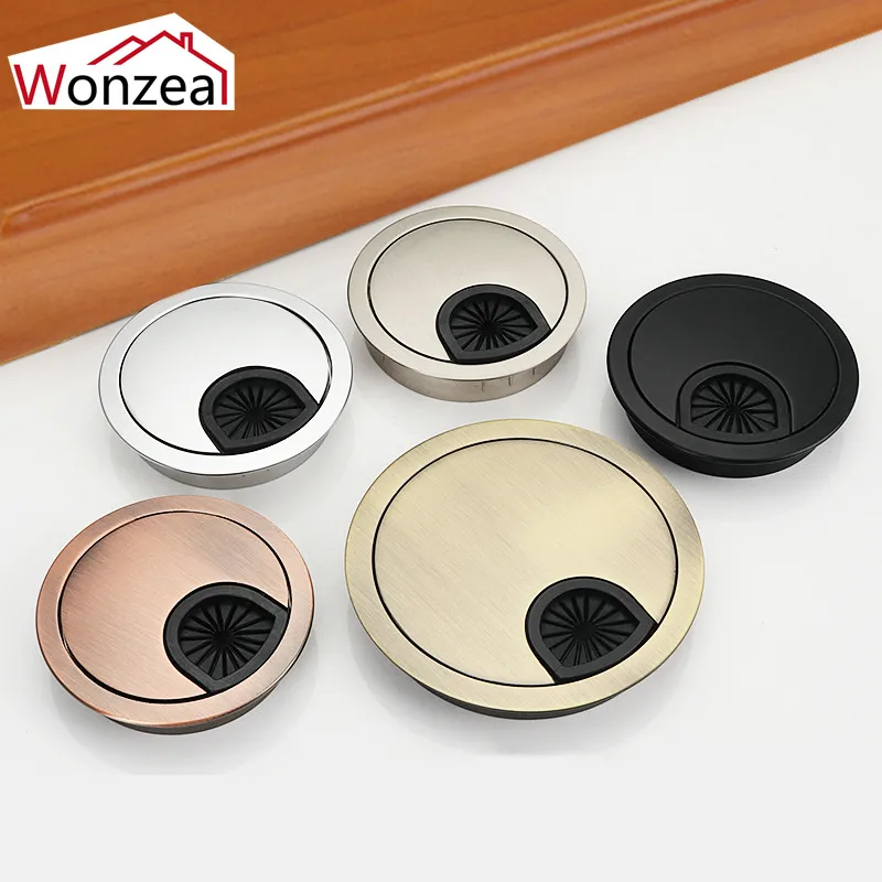 Wonzeal Zinc Alloy Round Table Wire Hole Covers Outlet Port Computer PC Desk Cable Grommet Line Holder 50mm/53mm/60mm/80mm