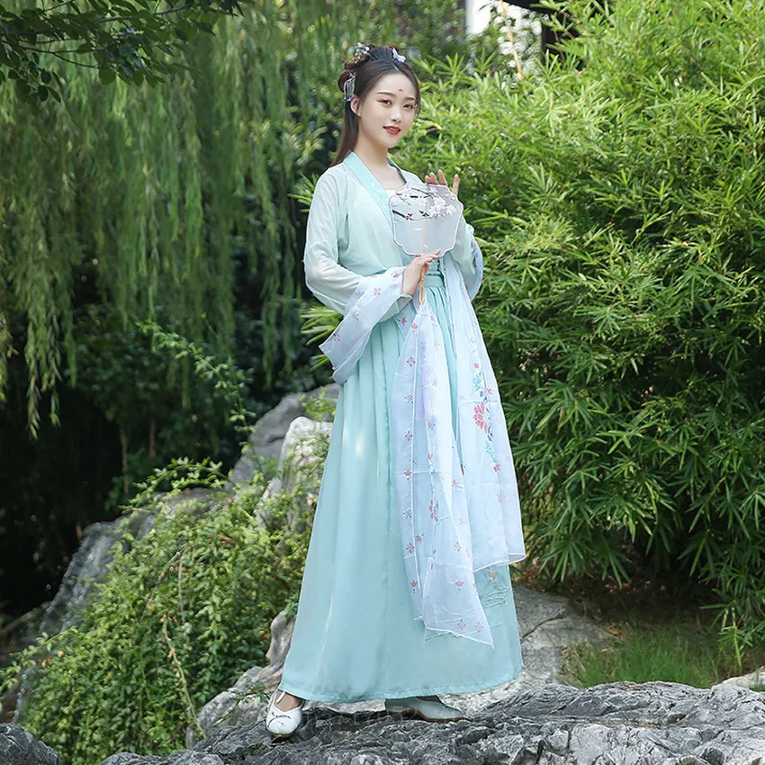 Chinese Traditional Hanfu Women Cardigan Waist Skirt Upper Armor Under Skirt Strap Embroidery Embroidery and The Silk Costumes