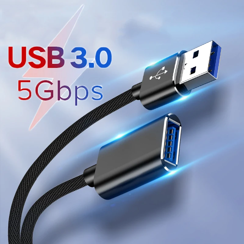 USB 3.0 Cable USB Extension Cable Male to Female Data Cable USB3.0 2.0 Extender Cord for Smart TV PS4 Xbox SSD PC Extension Wire