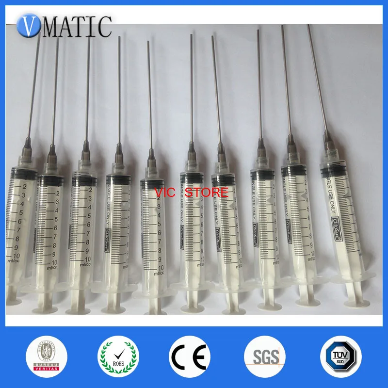 

Free Shipping Non Sterilized 10ml/cc Plastic Syringe 16G Luer Lock Dispensing Needle Tips 9.5cm 95mm Tube Length 10 Sets/Bag