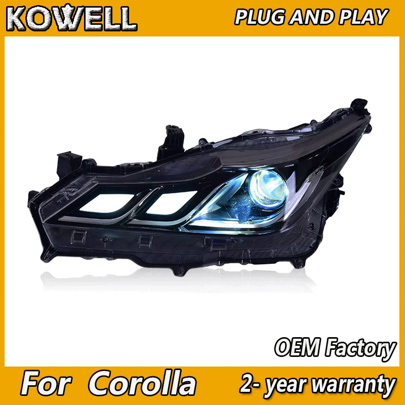 

KOWELL автомобильный Стайлинг для фар Toyota Corolla 2019 2020 2021, головной фонарь Corolla, DRL, указатель поворота, ближний свет, линза проектора